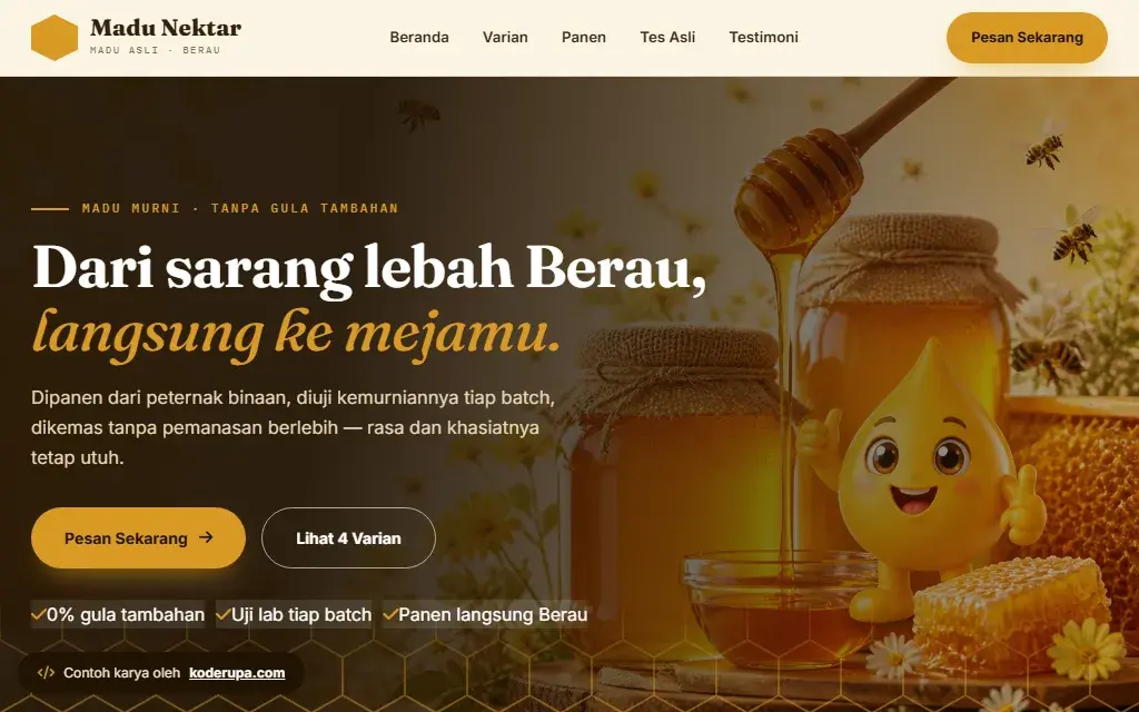Pratinjau website Madu Nektar