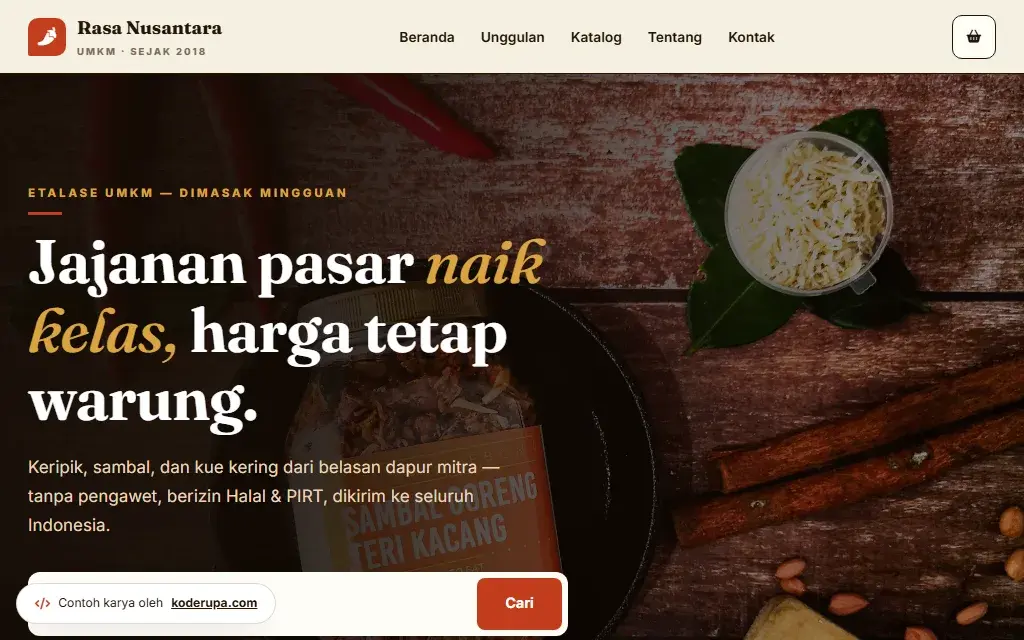 Pratinjau website Rasa Nusantara